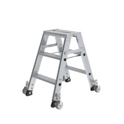 Stufen-Stehleiter, Beidseitig Begehbar Mit Rollen, 2x3 Stufen