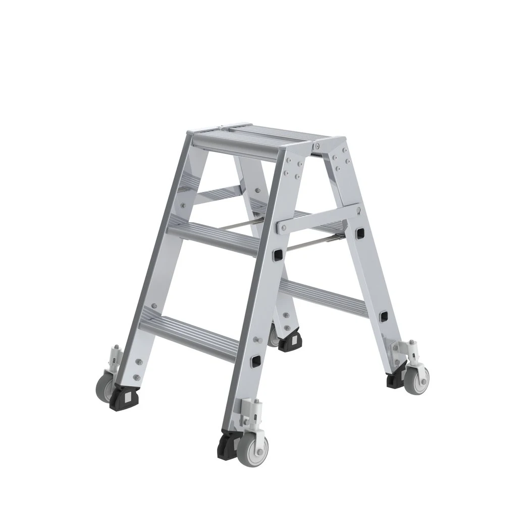 Stufen-Stehleiter, Beidseitig Begehbar Mit Rollen, 2x3 Stufen 1 Stufen-Stehleiter, Beidseitig Begehbar Mit Rollen, 2x3 Stufen