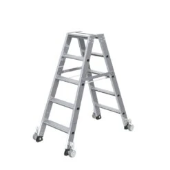 Stufen-Stehleiter, Beidseitig Begehbar Mit Rollen, 2x3 Stufen 13 Stufen-Stehleiter, Beidseitig Begehbar Mit Rollen, 2x3 Stufen -Leiterwerkzeug Geschäft 041210