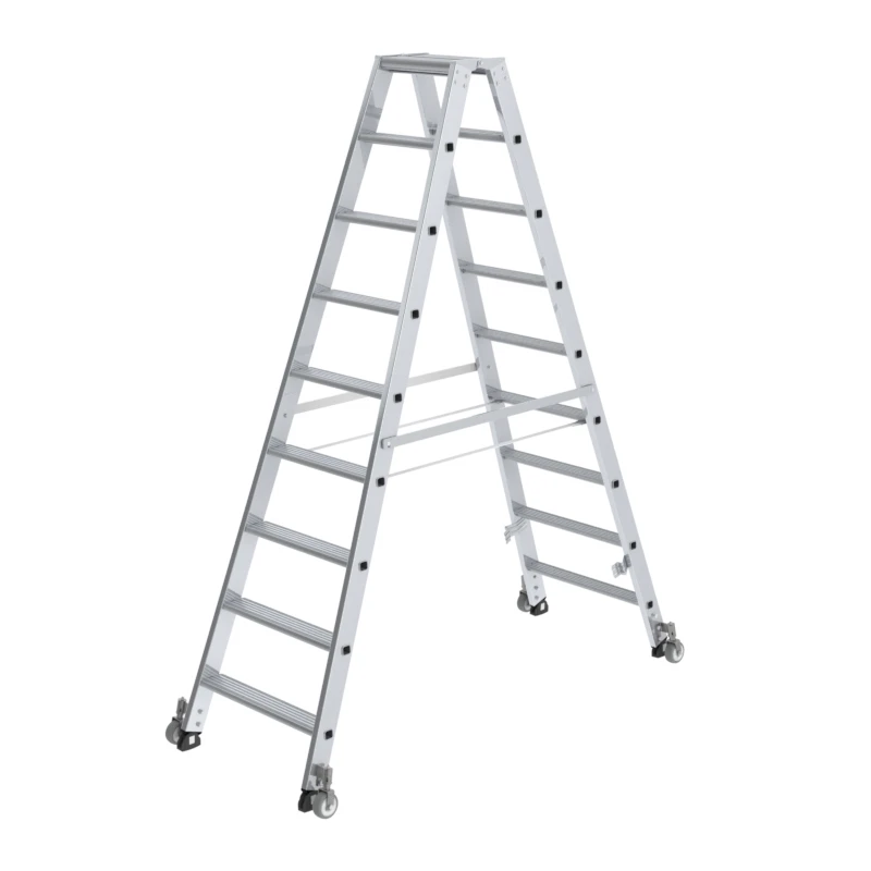 Stufen-Stehleiter, Beidseitig Begehbar Mit Rollen, 2x3 Stufen 8 Stufen-Stehleiter, Beidseitig Begehbar Mit Rollen, 2x3 Stufen – Bild 8