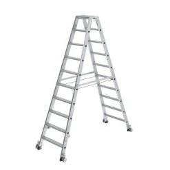 Stufen-Stehleiter, Beidseitig Begehbar Mit Rollen, 2x3 Stufen 18 Stufen-Stehleiter, Beidseitig Begehbar Mit Rollen, 2x3 Stufen -Leiterwerkzeug Geschäft 041220