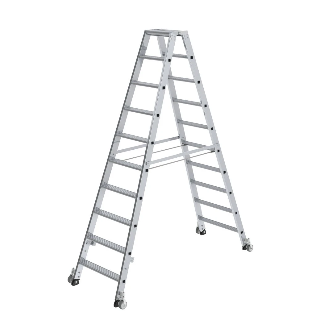 Stufen-Stehleiter, Beidseitig Begehbar Mit Rollen, 2x3 Stufen 9 Stufen-Stehleiter, Beidseitig Begehbar Mit Rollen, 2x3 Stufen – Bild 9