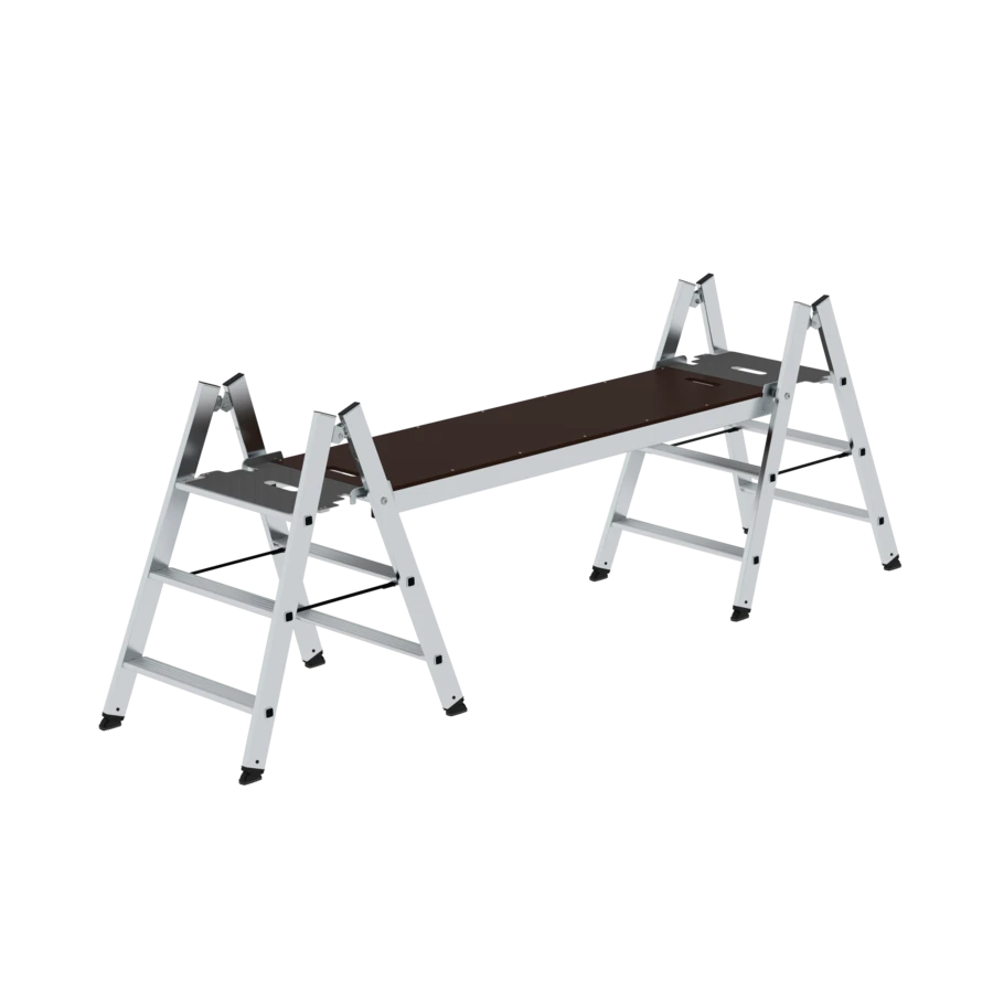 Klapptritt Beidseitig Begehbar, Alu Natur, 3 Stufen 5 Klapptritt Beidseitig Begehbar, Alu Natur, 3 Stufen – Bild 5