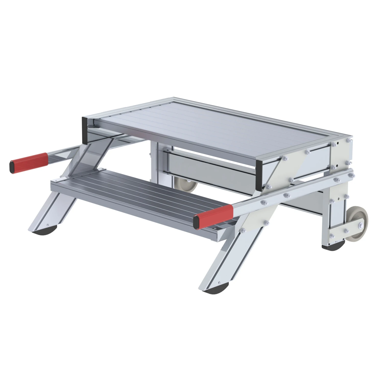 Aluminium-Arbeitspodest, Fahrbar, 2 Stufen 1 Aluminium-Arbeitspodest, Fahrbar, 2 Stufen