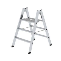 Leiterwerkzeug Geschäft 30 Klapptritt Beidseitig Begehbar, Alu Natur, 3 Stufen
