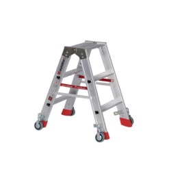 Nr. 30573 PREMIUM-Line Alu-Stufenstehleiter Mit Federrollen Und Feststellern 2x3 Stufen