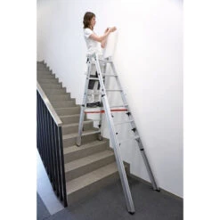 Nr. 30578 PREMIUM-Line Alu-Stufentreppenstehleiter 2x6 Stufen -Leiterwerkzeug Geschäft 3057806