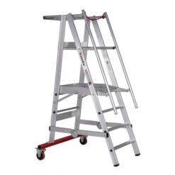 Nr. 32777 Premium-Line Aluminium-Podestleiter Fahrbar, Klappbar 4 Stufen