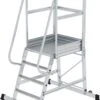 Aluminium-Podesttreppe, Einseitig Begehbar, Fahrbar, 4 Stufen