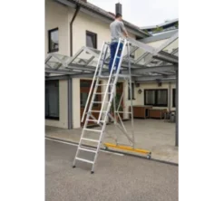 Aluminium-Podestleiter, Fahrbar, Klappbar, 5 Stufen 14 Aluminium-Podestleiter, Fahrbar, Klappbar, 5 Stufen -Leiterwerkzeug Geschäft 52310