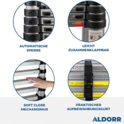 Aldorr Teleskopleiter Home 2,60 M -Leiterwerkzeug Geschäft DE Aldorr Tele Ladder 2.60 DETAILS 1