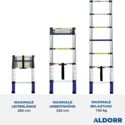 Aldorr Teleskopleiter Home 2,60 M -Leiterwerkzeug Geschäft DE Aldorr Tele Ladder 2.60 VARIANT 1
