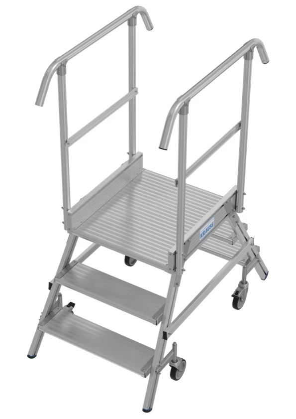 Stabilo Podestleiter Fahrbar, Beidseitig Begehbar, 2 X 3 Sprossen Inklusive Plattform