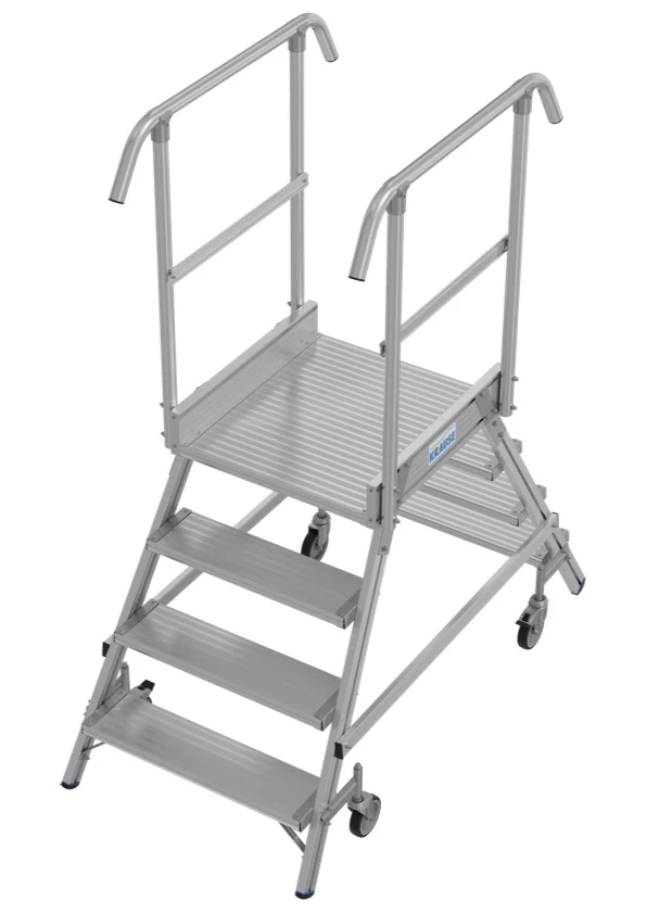 Stabilo Podestleiter Fahrbar, Beidseitig Begehbar, 2 X 3 Sprossen Inklusive Plattform – Bild 2