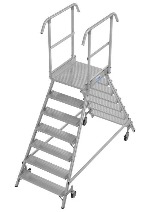 Stabilo Podestleiter Fahrbar, Beidseitig Begehbar, 2 X 3 Sprossen Inklusive Plattform – Bild 5