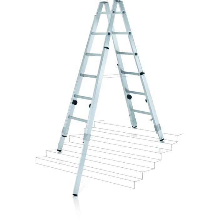 Varioflex B,Gebördelte Sprossen-Stehleiter Mit Verlängerten Holmen, 2x6 Sprossen 1 Varioflex B,Gebördelte Sprossen-Stehleiter Mit Verlängerten Holmen, 2x6 Sprossen