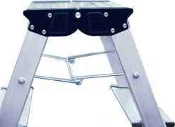 Monto Doppel-Klapptritt Rolly Blau 2x2 Stufen -Leiterwerkzeug Geschäft aluminium doppel klapptritt klappbar arbeitshoehe max 245 m krause 130082 blau 17 kg 1 1