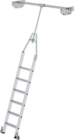 Aluminium-Regalleiter Für Doppelregal, Drehbar, 6 Sprossen/Stufen 12 Aluminium-Regalleiter Für Doppelregal, Drehbar, 6 Sprossen/Stufen -Leiterwerkzeug Geschäft aluminium regalleiter f r doppelregal drehbar 6 stufenc3ff1