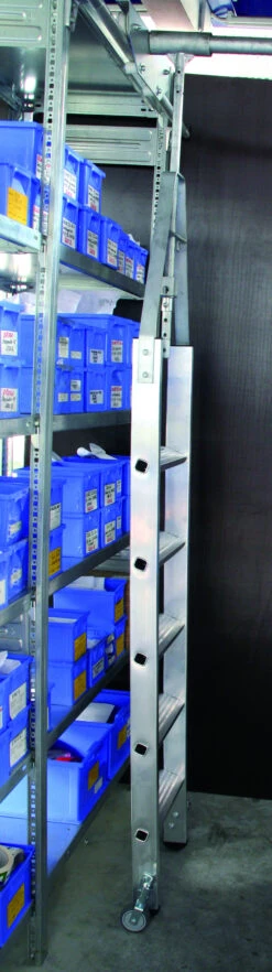 Aluminium-Regalleiter Für Doppelregal, Drehbar, 6 Sprossen/Stufen 18 Aluminium-Regalleiter Für Doppelregal, Drehbar, 6 Sprossen/Stufen -Leiterwerkzeug Geschäft aluminium regalleiter f r doppelregal drehbarc3ecf