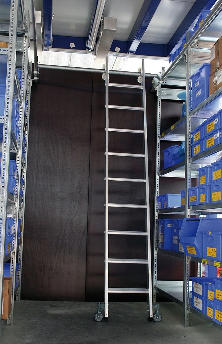 Aluminium-Regalleiter Für Doppelregal, Seitlich Verschiebbar 6 Sprossen/Stufen 9 Aluminium-Regalleiter Für Doppelregal, Seitlich Verschiebbar 6 Sprossen/Stufen – Bild 9