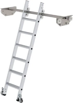 Aluminium-Regalleiter Für Doppelregal, Seitlich Verschiebbar 6 Sprossen/Stufen