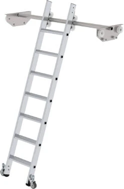 Aluminium-Regalleiter Für Doppelregal, Seitlich Verschiebbar 6 Sprossen/Stufen 11 Aluminium-Regalleiter Für Doppelregal, Seitlich Verschiebbar 6 Sprossen/Stufen -Leiterwerkzeug Geschäft aluminium regalleiter f r doppelregal seitlich verschiebbar 7 stufen8f143