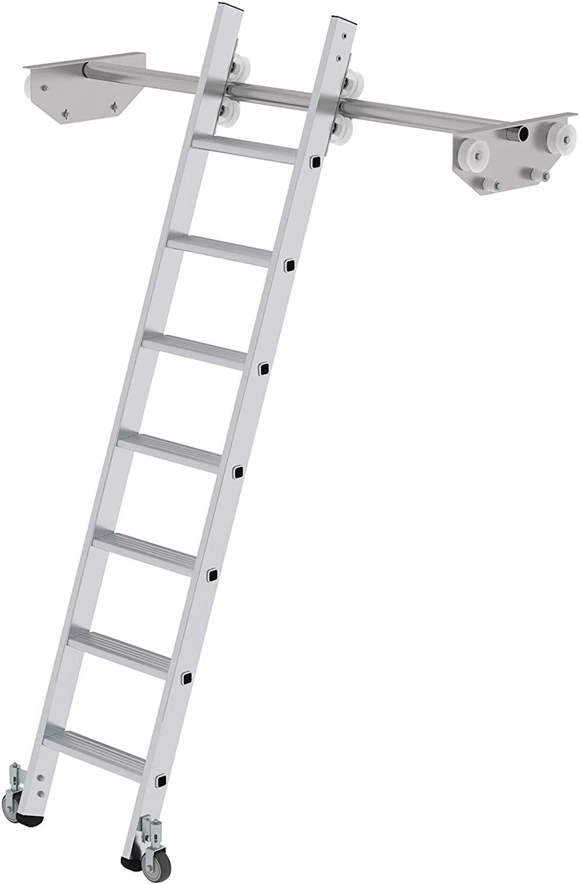 Aluminium-Regalleiter Für Doppelregal, Seitlich Verschiebbar 6 Sprossen/Stufen 3 Aluminium-Regalleiter Für Doppelregal, Seitlich Verschiebbar 6 Sprossen/Stufen – Bild 3