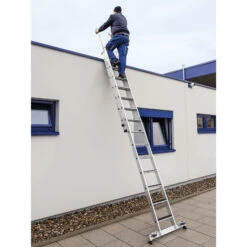 Stufen-Schiebeleiter 2-teilig Mit Nivello-Traverse Mit Clip-step R13, 2 X 9 Stufen -Leiterwerkzeug Geschäft anwendungae1f3