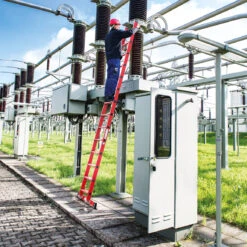 Stufen-Anlegeleiter GFK Mit Traverse, 12 Stufen -Leiterwerkzeug Geschäft guenzburger gfk stufenstehleiter elektriker 0342xx 2 1