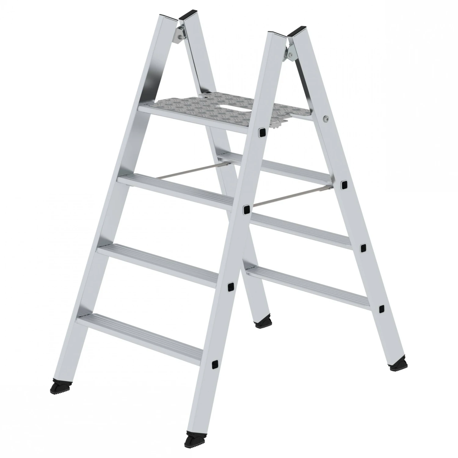 Klapptritt Beidseitig Begehbar, Alu Natur, 3 Stufen 4 Klapptritt Beidseitig Begehbar, Alu Natur, 3 Stufen – Bild 4