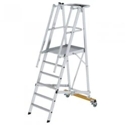 Aluminium-Podestleiter, Fahrbar, Klappbar, 5 Stufen 16 Aluminium-Podestleiter, Fahrbar, Klappbar, 5 Stufen -Leiterwerkzeug Geschäft guenzburger podestleiter klappbar 052306