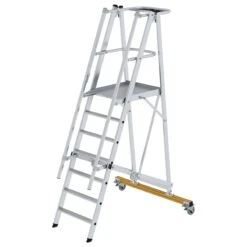 Aluminium-Podestleiter, Fahrbar, Klappbar, 5 Stufen 17 Aluminium-Podestleiter, Fahrbar, Klappbar, 5 Stufen -Leiterwerkzeug Geschäft guenzburger podestleiter klappbar 052307