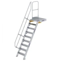 Aluminium-Treppe 60° Mit Podest, Stufenbreite 600 Mm, 4 Stufen -Leiterwerkzeug Geschäft guenzburger treppe mit plattform 60grad handlauf 600369
