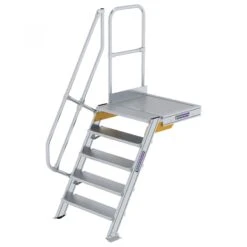 Aluminium-Treppe 60° Mit Podest, Stufenbreite 800 Mm, 4 Stufen -Leiterwerkzeug Geschäft guenzburger treppe mit plattform 60grad handlauf 600385