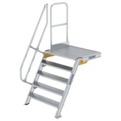Aluminium-Treppe 60° Mit Podest, Stufenbreite 1000 Mm, 4 Stufen -Leiterwerkzeug Geschäft guenzburger treppe mit plattform 60grad handlauf 600405
