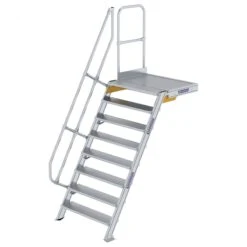 Aluminium-Treppe 60° Mit Podest, Stufenbreite 1000 Mm, 4 Stufen -Leiterwerkzeug Geschäft guenzburger treppe mit plattform 60grad handlauf 600408