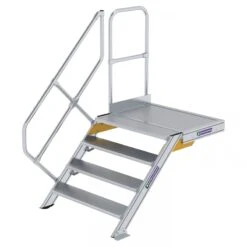 Aluminium-Treppe Mit Plattform, 45°, Stufenbreite 1000 Mm, 4 Stufen