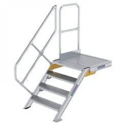 Aluminium-Treppe Mit Plattform, 45°, Stufenbreite 800 Mm, 4 Stufen