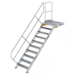 Aluminium-Treppe Mit Plattform, 45°, Stufenbreite 800 Mm, 4 Stufen -Leiterwerkzeug Geschäft guenzburger treppe mit plattform handlauf 800mm 600450