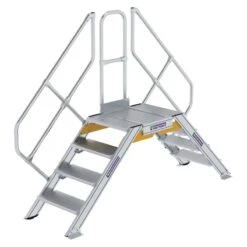 Aluminium-Überstieg 45°, Stufenbreite 600 Mm, 3 Stufen -Leiterwerkzeug Geschäft guenzburger ueberstieg 45grad handlauf stufen 600934