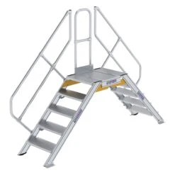 Aluminium-Überstieg 45°, Stufenbreite 600 Mm, 3 Stufen -Leiterwerkzeug Geschäft guenzburger ueberstieg 45grad handlauf stufen 600935