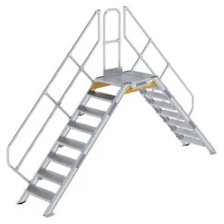 Aluminium-Überstieg 45°, Stufenbreite 600 Mm, 3 Stufen -Leiterwerkzeug Geschäft guenzburger ueberstieg 45grad handlauf stufen 600938