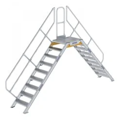 Aluminium-Überstieg 45°, Stufenbreite 600 Mm, 3 Stufen -Leiterwerkzeug Geschäft guenzburger ueberstieg 45grad handlauf stufen 600939
