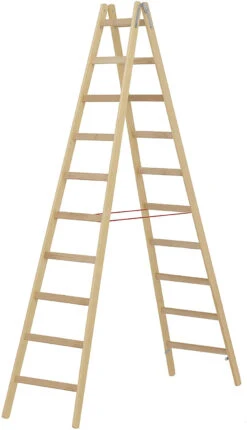 Holz-Sprossenstehleiter, Beidseitig Begehbar - 2x3 Sprossen/Stufen -Leiterwerkzeug Geschäft holz sprossenstehleiter beidseitig begehbar 2x10 sprossen5a858