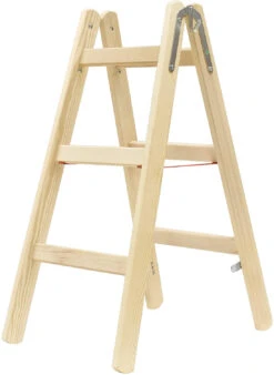 Holz-Sprossenstehleiter, Beidseitig Begehbar - 2x3 Sprossen/Stufen