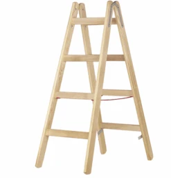 Holz-Sprossenstehleiter, Beidseitig Begehbar - 2x3 Sprossen/Stufen -Leiterwerkzeug Geschäft holz sprossenstehleiter beidseitig begehbar 4 stufenb5379
