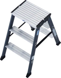 Monto Stufen-Doppelleiter SePro D Eloxiert 2x3 Sprossen/Stufen