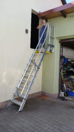 Aluminium-Treppe 60° Mit Podest, Stufenbreite 600 Mm, 4 Stufen -Leiterwerkzeug Geschäft krause g 600364x 1d7a11