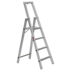 Nr. 22577 WORK-Line Alu-Stufenstehleiter Mit Sicherheitsbrücke 4 Stufen