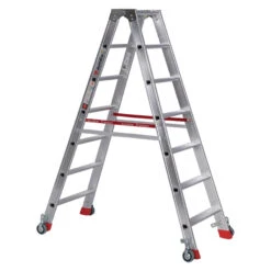 Nr. 30573 PREMIUM-Line Alu-Stufenstehleiter Mit Federrollen Und Feststellern 2x3 Stufen -Leiterwerkzeug Geschäft nr 30573 premium line alu stufenstehleiter mit federrollen und feststellern2ac8e